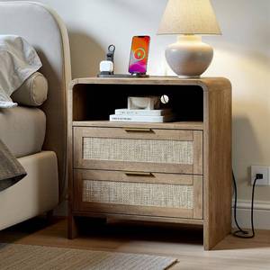 lot 19 image: Evermagin Rattan Nightstand with Charger Stations