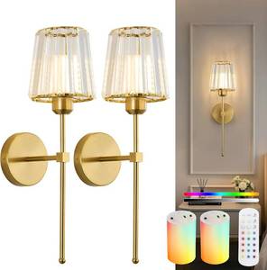 lot 25 image: KPShine Crystal Battery Powered Wall Sconces Set of 2