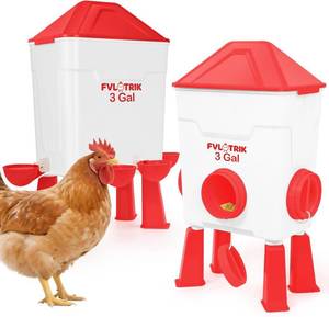 lot 35 image: Fvlortrik 3 Gallon Chicken Waterer and Feeder Set