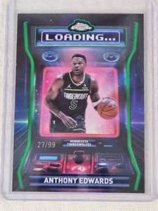 Anthony Edwards 2025 Topps Chrome Purple Refractor #LD-3 and Numbered 27/99 - Minnesota Timberwolves Basketball Card