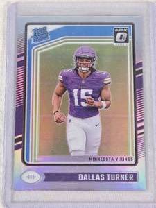 Dallas Turner Rookie 2024 Donruss Optic Silver Holo Prizm #224 - Minnesota Vikings Football Card