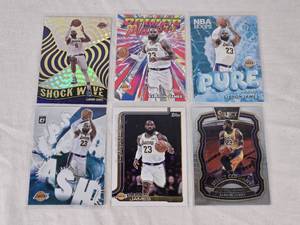 Lot of 6 LeBron James Basketball Cards including Shock Wave and Select Company