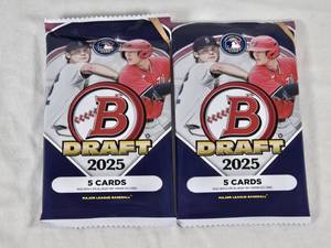 Lot of 2 Unopened Baseball Card Packs - 2025 Bowman Draft Series Featuring MLB Players