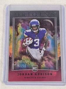 Jordan Addison Rookie 2023 Panini Origins #112 and Numbered 196299 - Minnesota Vikings Football Card