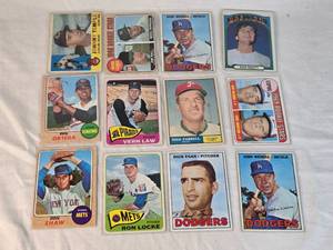 Lot of 12 HIGH NUMBER Vintage Baseball Cards Featuring Johnny Temple, Vern Law, Ken Brett, and Dick Farrell