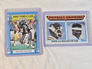 Lot of 2 Walter Payton Football Cards Including 1000 Yard Club and Football Brothers with Eddie Payton.