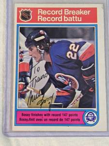 Mike Bossy Auto 1982 O-Pee-Chee Record Breaker #2 - New York Islanders Hockey Card Vintage