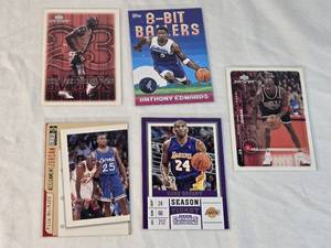 Lot of 5 Star Basketball Cards Featuring Michael Jordan, Kobe Bryant, and Anthony Edwards. Includes special features like 8-Bit Ballers and MJ Exclusives.