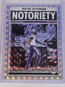 Justin Jefferson 2025 Panini Mosaic Notoriety #6 Silver Holo - Minnesota Vikings Football Card