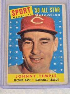 Johnny Temple 1958 Topps SPORT Magazine All-Star Selection #478 - Cincinnati Redlegs Vintage Baseball Card
