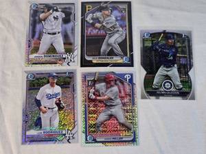 Lot of 5 Mojo Refractors Featuring Prospects Jasson Dominguez, Nick Gonzales, Luis Rodriguez, Aidan Miller, and Felinin Celesten