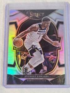 Anthony Edwards 2022-23 Panini Select Silver Holo Prizm #46 - Minnesota Timberwolves Basketball Card
