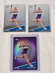 Lot of 3 Simona Halep Tennis Cards including Topps Chrome Refractor Numbered 027199 and Base Cards
