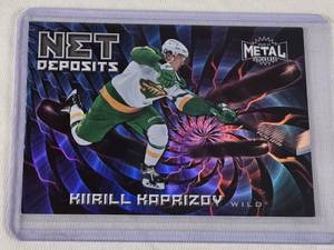 Kirill Kaprizov Rookie 2020-21 Skybox Metal Universe Foil Net Deposits #ND-1 - Minnesota Wild Hockey Card