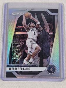 Anthony Edwards 2024-25 Panini Prizm Silver Holo #100 - Minnesota Timberwolves Basketball Card