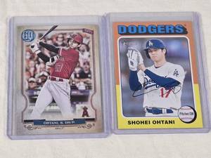 Lot of 2 Shohei Ohtani Baseball Cards including Topps Gypsy Queen and Dodgers Heritage.