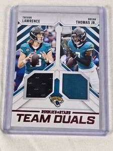 Trevor Lawrence & Brian Thomas Jr. 2025 Panini Rookies & Stars Team Duals Dual relic #TD-JAX - Jacksonville Jaguars Football Card