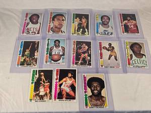 Lot of 13 Vintage Oversize Basketball Cards Featuring John Williamson, Curtis Rowe, Jo Jo White, and Others
