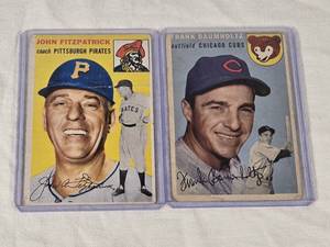 Lot of 2 1954 Topps Cards Featuring John Fitzpatrick and Frank Baumholtz - Pittsburgh Pirates and Chicago Cubs Vintage Baseball Cards