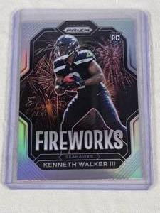Kenneth Walker III Rookie 2022 Panini Prizm Fireworks Silver Holo #F-25 - Seattle Seahawks Football Card