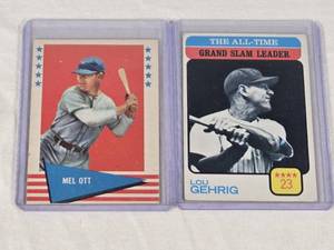 Lot of 2  Vintage Baseball Cards Featuring Mel Ott and Lou Gehrig