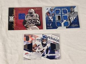 Lot of 3 Relic Football Cards with Edgerrin James, Eric Ebron, and Courtland Sutton