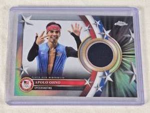 Apolo Ohno 2026 Topps Chrome Refractor Relic - United States Olympic Team Speedskating Card