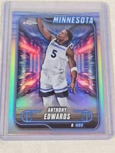 Anthony Edwards 2025 Topps Chrome Refractor #77 - Minnesota Basketball Card