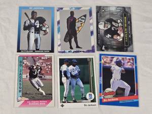 Lot of 6 Bo Jackson Football and Baseball Cards