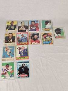 Lot of 13 Vintage Football Cards Featuring Franco Harris, Earl Morrall, and Others