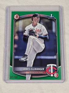 James Ellwanger Rookie 2025 Bowman Green SP #8299 - Minnesota Twins Baseball Card