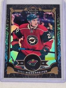 Nino Niederreiter 2015-16 O-Pee-Chee Platinum Black Refracor #47 and Numbered 4399 - Minnesota Wild Hockey Card
