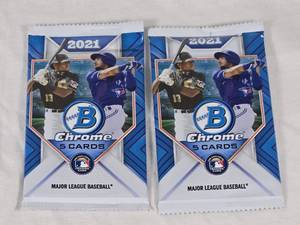 Lot of 2 Unopened 2021 Bowman Chrome Packs - Major League Baseball Cards