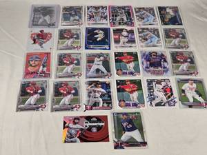 Lot of 26 Minnesota Twins Baseball Cards Featuring Players Like Joe Ryan, Carlos Correa, and Sonny Gray with Special Features Like Rookie and Chrome Cards