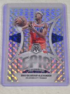 Shai Gilgeous-Alexander 2023-24 Panini Mosaic Silver Holo Prizm Epic Performers #1 - Oklahoma City Thunder Basketball Card