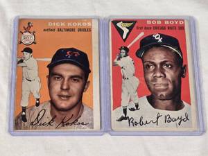 Lot of 2 Vintage 1954 Topps Baseball Cards Featuring Dick Kokos and Bob Boyd