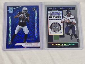 Lot of 2 Numbered Football Cards Featuring Davante Adams and Russell Wilson