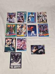 Lot of 12 Ken Griffey Jr. Baseball Cards including Upper Deck Collectors Choice and Score The Griffeys.