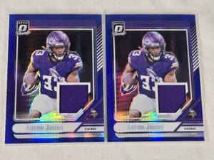 Lot of 2 Aaron Jones Prism Relic Football Cards with Jersey Patch