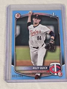 Riley Quick 2025 Bowman Sky Blue SP #BD-23 and Numbered 22499 - Minnesota Twins Baseball Card