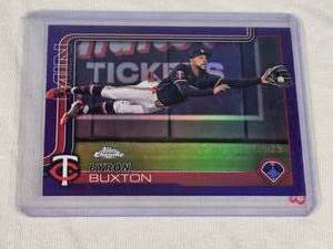 Byron Buxton 2025 Topps Chrome Purple Refractor #172 and Numbered 179250- Minnesota Twins Baseball Card