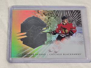 Connor Bedard Rookie 2024-25 Upper Deck SPx Finite Silver and Numbered 257399 - Chicago Blackhawks Hockey Card