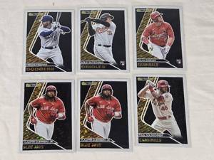 Lot of 6 Topps Black Gold Featuring Freddie Freeman, Adley Rutschman Rookie, Nolan Gorman Rookie, Vladimir Guerrero Jr., and Paul Goldschmidt.