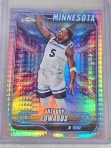 Anthony Edwards 2025 Topps Chrome Prism Refractor #77 - Minnesota Basketball Card