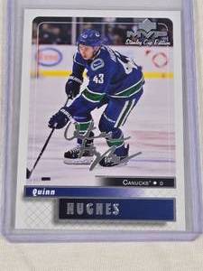 Quinn Hughes Rookie 2019-20 Upper Deck MVP Silver Auto Stanley Cup Edition #97 - Vancouver Canucks Hockey Card