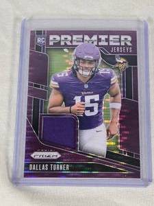 Dallas Turner Rookie Relic 2024 Panini Prizm Premier Jerseys #PJ-DTR - Minnesota Vikings Football Card