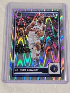 Anthony Edwards 2023-24 Panini NBA Hoops Laser Refractor Prizm #87 - Minnesota Timberwolves Basketball Card