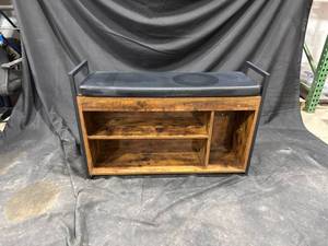 Wood and Metal Storage Bench