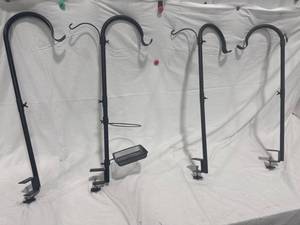 4 Black Metal Clamp-On Shepherds Hooks