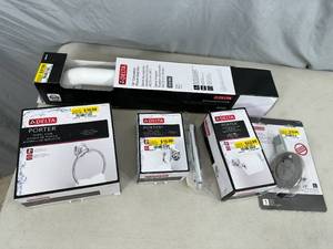 New Delta Porter Bathroom Set - Grab Bar, Towel Ring, Hook, Etc